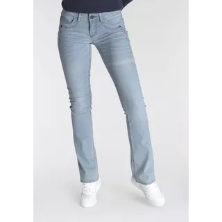 Bootcut-Jeans ARIZONA "mit Keileinsätzen" Gr. 80, K + L Gr, blau (bleached) Damen Jeans Bootcut Low Waist