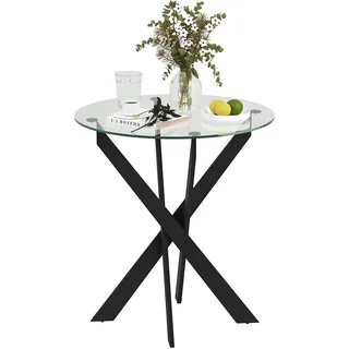 Homcom Esszimmertisch Ø 70 x 75 cm Schwarz/Transparent