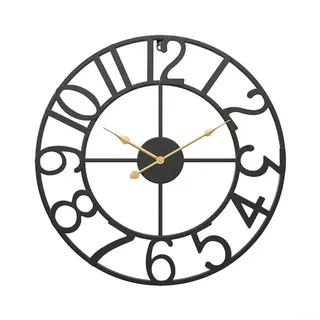 Oniissy Wanduhr für den Außenbereich, Vintage-Stil, offenes Zifferblatt, Schiefer-Effekt, wasserdicht und wetterfest, große Gartenuhr für drinnen oder draußen, dekorativ (C)