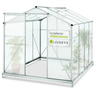 Juskys Aluminium Gewächshaus GH250F1 4,75m2 mit 1 Dachfenster inklusive Fundament