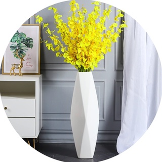 Keramische Vase, dekorative große weiße Bodenvase für Wohnzimmer, hohe Blumenhalter für Home Décor getrocknete Blumen Arrangement (Color : Weiß, S : 50cm)