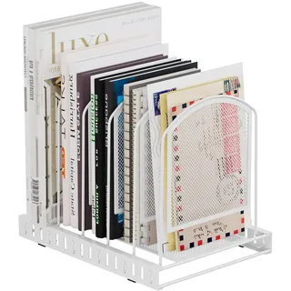EasyPAG 5 Fächer A4 Metall Büro Schreibtisch Organizer,Aktenhalter,Zeitschriftenhalter,Dokumentenablage,Briefablage,Papier Magazin Organisator,Weiß