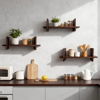 Eirolace Wandregal aus Holz, 3er Set Schwebendes Regal, Breite 40 cm, Multifunktional Hängeregal, Wandaufbewahrung für Küche,Wohnzimmer, Arbeitszimmer, Badezimmer Schwarz