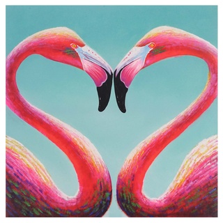 √ñlgem√§lde Flamingo, 100% handgemaltes Wandbild Gem√§lde XL, 90x90cm
