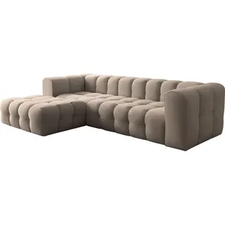 WFL GROUP Ecksofa Samt 5-Sitzer Braun