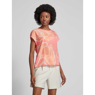 T-Shirt aus Viskose mit Allover-Muster Modell 'Stini', Koralle, 40