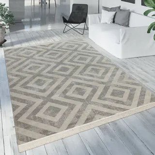 Paco Home Moderner Outdoor Teppich Rauten-muster Vintage-look Flachgewebe Wetterfest 60x100 cm