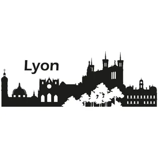 Wandtattoo WALL-ART "XXL Stadt Skyline Lyon 120cm" Wandtattoos Gr. B/H/T: 120 cm x 30 cm x 0,1 cm, schwarz Wandtattoos Wandsticker selbstklebend, entfernbar