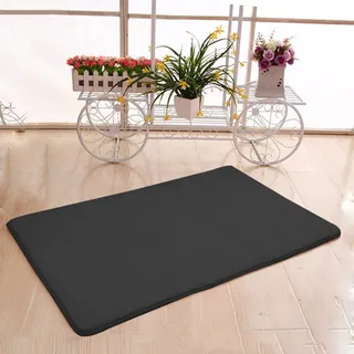 qing yun Weiche Badematte, Badezimmerteppich, Memory-Schaum, extra weich, rutschfest, saugfähig, schnell trocknend, Badezimmer-Bodenmatte für Küche, Zuhause (70 x 120 cm, schwarz)