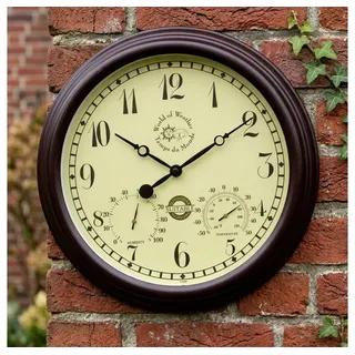 Antikas Wanddekoobjekt Gartenuhr, Vintage-Look, Gross, Antikbraun, batteriebetrieben braun