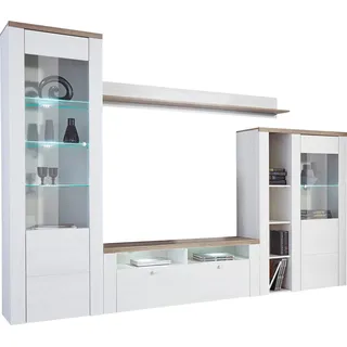 OTTO home Trendmanufaktur Wohnwand 4-tlg. Sibiu weiß/eichefarben sägerau dunkel (208795)