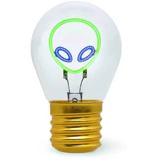 LEGAMI - Glühbirnenförmige Tischlampe, wiederaufladbar mit USB Kabel, kabellos, Glühbirnen Fiktion, Alien Thema, 6,8 x 10,3 cm