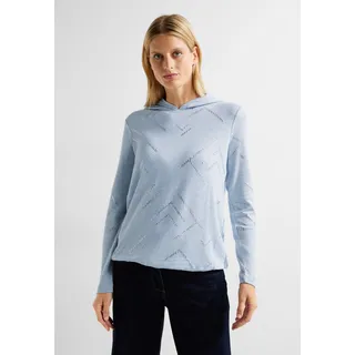 Kapuzenshirt CECIL Gr. XXL (46), blau (real blue melange) Damen Shirts Jersey in Melange Optik