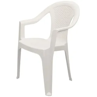Spetebo Gartenstuhl Kunststoff Gartenstuhl anthrazit - 4er Set (Set, 1 St), Monoblock Stuhl in Rattan Optik weiß