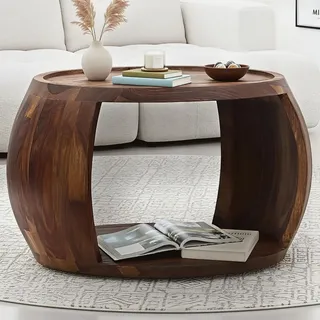 FineBuy Couchtisch Sheesham Braun 60 x 60 x 40 cm