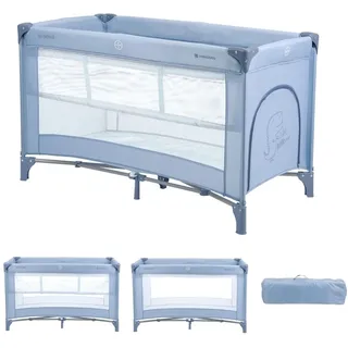 KIKKABOO Reisebett, Laufstall So Gifted 2 Ebenen Matratze, Tragetasche, Öffnung blau alt