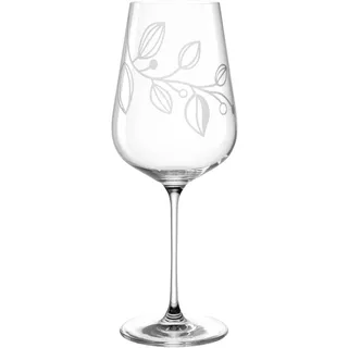 LEONARDO Boccio Rotweinglas - Weinglas für kräftige Rotweine aus Kristallglas - Mit floraler Gravur - Inhalt 740 ml - Spülmaschinengeeignet - 1 Rotweinglas mit großem Kelch