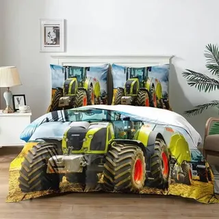 Bettwäsche Set Traktor 200x200cm Mikrofaser 3D Druck