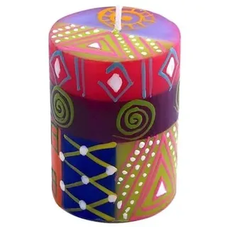Nobunto Kerzen - Shahida - Fair Trade Kunstkerze aus Südafrika - Handbemalte Geschenkkerze - Afrikanische Kerzensets - Bunte Stabkerzen - Weihnachten - Ostern (Einzelkerze 5x7cm)
