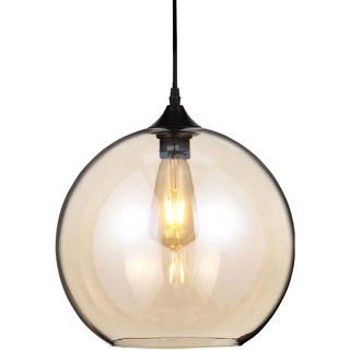 Retro Hänge Leuchte Ess Zimmer Filament Decken Lampe Amber Glas Kugel im Set inkl. LED Leuchtmittel