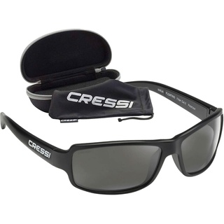 Cressi Ninja - Polarisierte Sonnenbrille Herren und Sonnenbrille Damen, Entspiegelte Gläser Wasserabweisend Schutz UV-Strahlen Angeln Fahren Sportbrille Herren + Hartschalenetui, Schwarze/Dunkelgraue