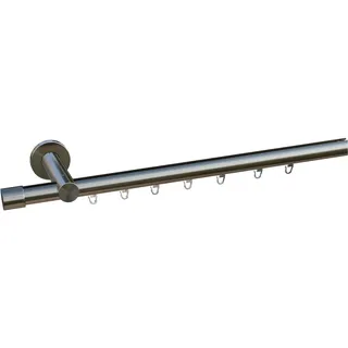 INDEKO Gardinenstange INDEKO "Consul", silber (edelstahlfarben), L:120cm Ø:16mm, Aluminium, Gardinenstangen, Innenlauf Komplett-Set inkl. Gleitern und Montagematerial