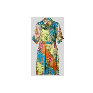 Knielanges Hemdblusenkleid aus Viskose mit Bindegürtel, Gruen, 34