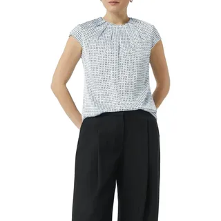 Comma, comma Satinbluse mit Raffung und All-Over-Print hellblau 38
