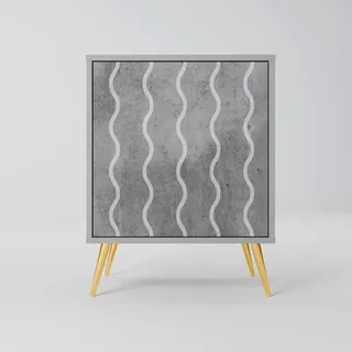 SpaceRebels Sideboard, Grau, Metall, Beton Optik, 1 Fächer, Rechteckig, Haarnadel, 57.5x75.5x42 cm, Wohnzimmer, Kommoden & Sideboards, Sideboards