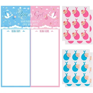 KYSUN Gender Reveal Party Deko Geschlecht Verkünden 1 Stk Abstimmung Poster 36 Pcs Stickers 18 Pcs Team Girl or Boy Armbänder Spiele Mitgebsel für Enthüllung Party Baby Shower Babyparty (Typ C)