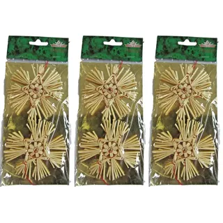 6 Sterne Stroh Weihnachten Baumschmuck Platzhalter Serviettenstopper Natur