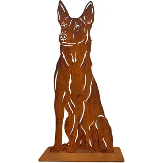 Terma Stahldesign Rost Hund Malinois lebensgroß Metall Gartenfigur Handmade Germany wetterfest Gartendeko Tierfigur Grabdeko Geschenk