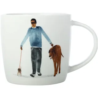 Maxwell & Williams DX1069 Kaffee-Tasse 400 ml – Serie Best Furry Friends – Porzellan mit Mann & Hunden bunt, Geschenkbox