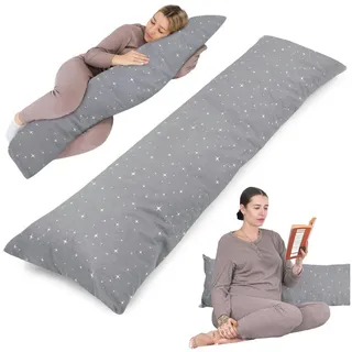 Totsy Baby Seitenschläferkissen Schwangerschaftskissen 40x145 cm - Kuschelkissen Schlafkissen grau