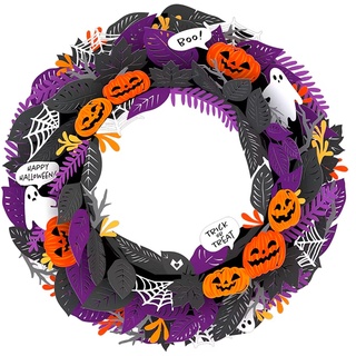 Lovepop Halloweenkranz, Grusel-Deko für die Halloween-Party, 3D-Papierkranz, Halloween-Deko, einzigartige Herbst-Dekoration für die Tür oder Feier