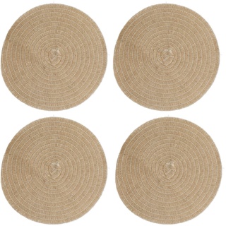 Creative Tops 4-er Set Jute Tischsets, natürliche Tischmatten aus Sackleinen, Braun, 41 cm Durchmesser