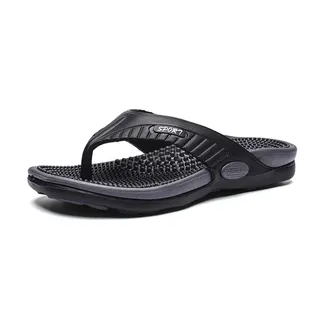 YCZHD Flip-Flops Massage Pantoletten,rutschfest Akupressur Massage Hausschuhe Therapeutische Reflexzonen Sandalen,Arch Schmerz Relief Utschfest Badelatschen(Size:EU 41,Color:Schwarz)