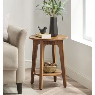 VASAGLE Beistelltisch, rund, mit unterer Ablagel, modern, 40 x 50 cm,honigbraun - Braun