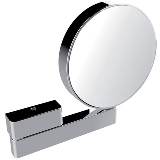 Emco Universal Kosmetik- und Rasierspiegel am Gelenkarm, runder Kosmetikspiegel zur Wandmontage, Vergrößerungsspiegel (3-/7-fach) ohne Beleuchtung, Chrom