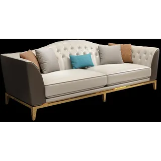 Chesterfield Edelstahl Couch Sitz Leder Wohnzimmer Polster Sofa 3+2 Garnitur