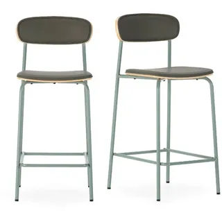 CaliCosy Hocker 2er-Set Kunstleder 41 x 95 x 14 cm Grün