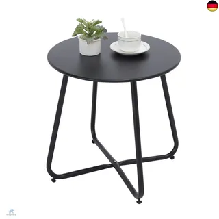 fokebel Beistelltisch, Kleiner Beistelltisch Metall, Garten Rund, Couchtish & Kaffeetisch mit Verstellbarer Tischbeine (Schwarz, Ø 45x45H cm)
