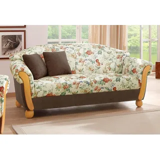 Home affaire 3-Sitzer Milano, bequemes Sofa mit geschwungenen Armlehnen, Landhaus-Stil braun
