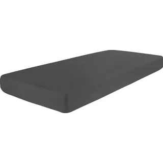 Dormisette Flanell Spannbettlaken für hohe Matratzen bis ca. 30 cm Höhe Rundumgummi 100% Baumwolle (Anthrazit, 90 x 200 cm)