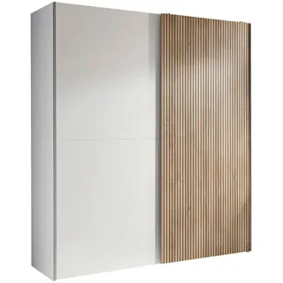 Z2 Schwebetürenschrank Berno 170 x 196 x 57 cm Weiß/Eiche