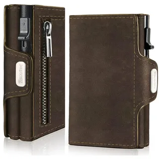 Forrlite Geldbörse Slim Wallet, Portemonnaie Herren klein, Carbon Geldbörse Herren (Geldbeutel Herren Karten, Portmonee Herren, Kartenetui Herren, RFID Schutz Mini/Smart Wallet/Kreditkartenetui Herren/Hält 12 Karten) schwarz