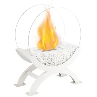 JHY DESIGN Feuerschale 48cm Hoch Tisch-Feuerschale Tisch-Kami Windlichter aus Metall und Glas, (1-St), für Innen und Außenbereich Weiß weiß 20.5 cm x 38.5 cm x 48 cm