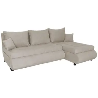 FORNIRO 24 NELA Ecksofa mit Schlaffunktion und Bettkasten - Sofa mit 3 Sitzen und Robustem Überzug - Schlafcouch L-Form Universal - Modern Couch - 199x143x80 cm (Stoff Basic, Beige)