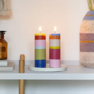 REMEMEBER Stumpenkerzen-Set Verona - H 16 cm, Ø 5,5 cm - veganes Stearinwachs, Docht aus reiner Baumwolle