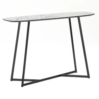 Design Konsolentisch TURIN 120cm weiss Marmor-Optik Konsole Metallgestell